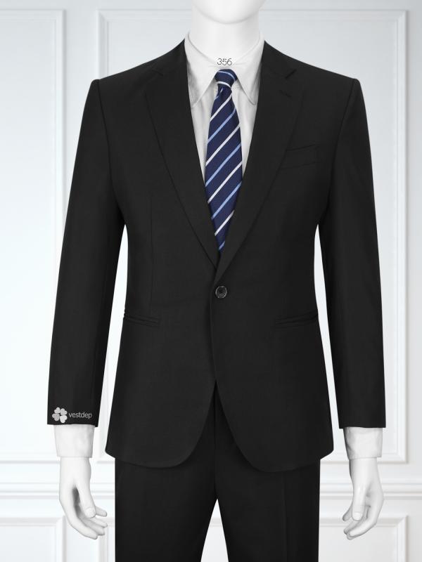 356 Bộ vest xanh đen 1 nút đơn giản #0